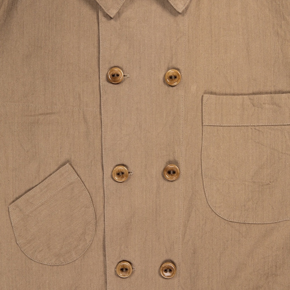 Cohérence Kees Jacket Linen Cotton Chevron Brown - Picture 3 of 8
